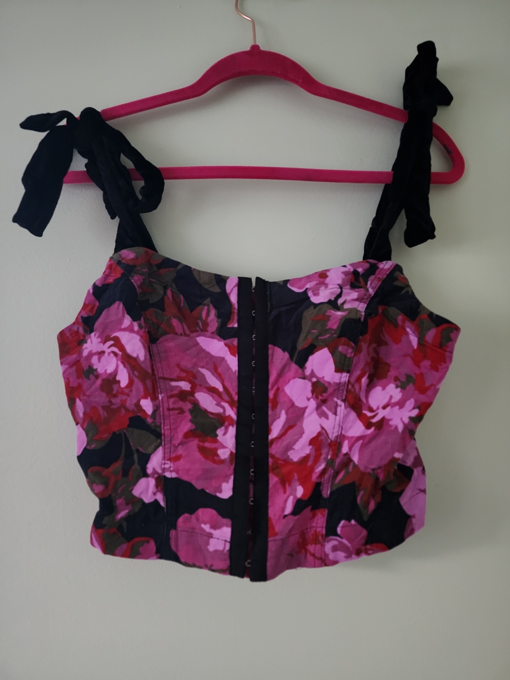 Free People Pink Floral Tie-Shoulder Bustier